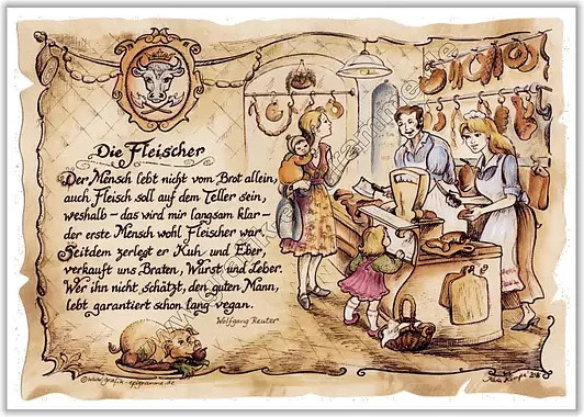 Zunftbild Fleischer als Vintage Paper Poster auf Antikpapier, Mehrfarbig, Format: 21,0 x 29,7 cm - Bild 1