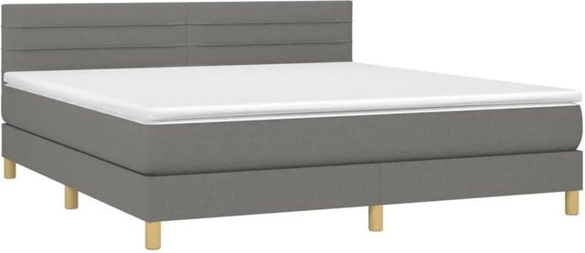 vidaXL Boxspringbett mit Matratze in Dunkelgrau, Hybridbett mit LED-Unterbettbeleuchtung und USB-Ladeport, B/T: 180 x 200 cm - Bild 1