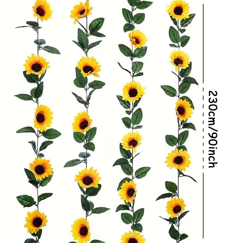 Künstliche Sonnenblumen-Dekoration in Gelb mit Orchideenbaum und Reben aus Textil, Höhe: 230 cm - Bild 6