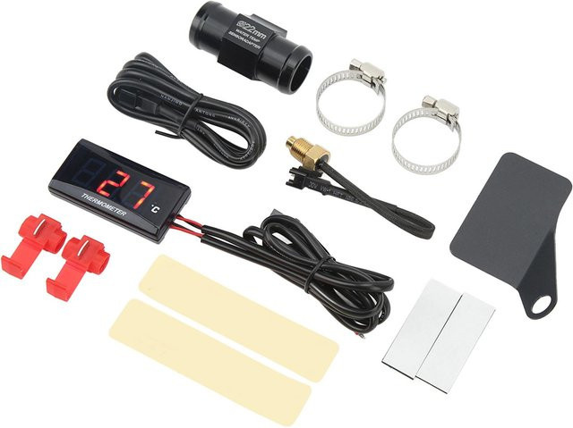 TOMTOP JMS Digitale Motorrad Wasser Temperatur Anzeige mit 22mm Sensor Adapter, Ultra Dünnes LCD Display, 12V DC, Rot/Schwarz - Bild 1