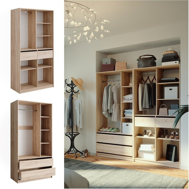 Vicco Kleiderschrank Elmo Set aus 2 Teilen in Sonoma Brown, B: 100 cm, H: 200 cm - Bild 1