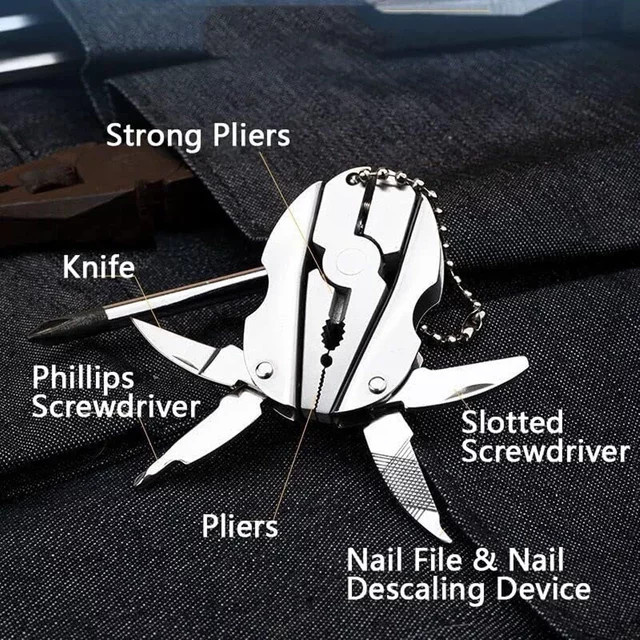 Multifunktionszange aus Edelstahl in Silber als Mini-Werkzeugzange und Mehrzweck-Klapptang für Outdoor und Schildkrötenpflege - Bild 1