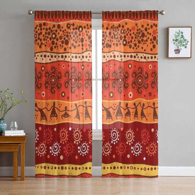 Super Six Tüllvorhang im afrikanischen Stil aus Organza, Transparent, Multicolour, Breite: 135 cm, Höhe: 160 cm - Bild 1