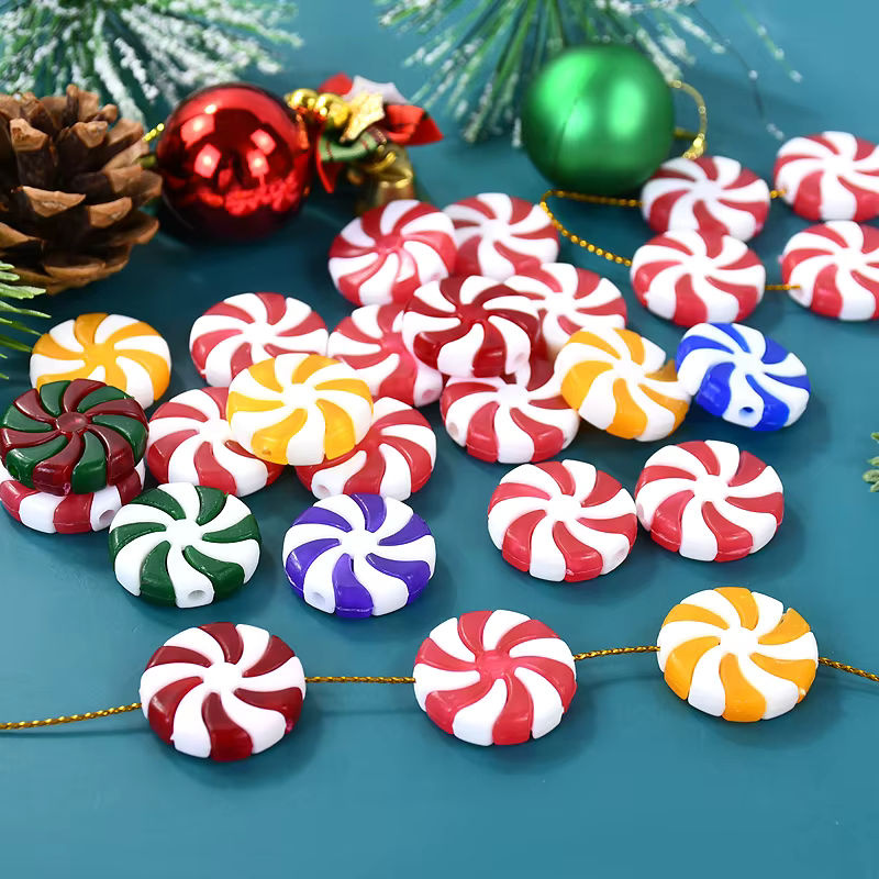 Bunter Lutscher als Hängeornament aus Kunststoff für Weihnachtsbaum und Neujahrsdekoration, mehrfarbig und rund - Bild 4