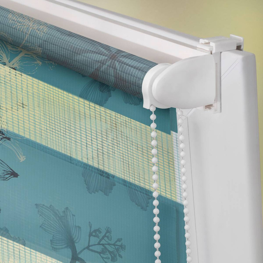 Lichtblick Duo Doppelrollo Aqua Floral Blau Klemmfix ohne Bohren B: 70 cm, H: 150 cm - Bild 3