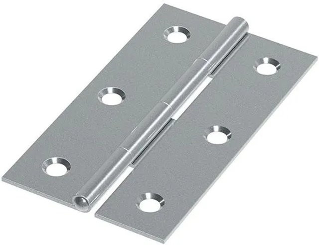 FeNau Butt Hinge Scharnier aus Stahl mit festem Zapfen, verzinkt, Silber, B/H: 80 x 45 mm - Bild 1