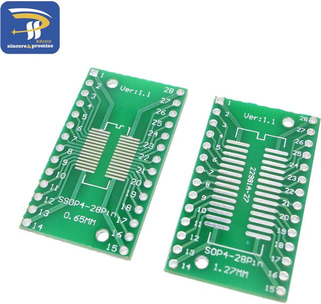 10er Set IC Adapter Buchse PCB Adapterplatte für SO/SSOP/SOIC/MSOP/TSSOP28/SOP28/DIP28 in Grün - Bild 1