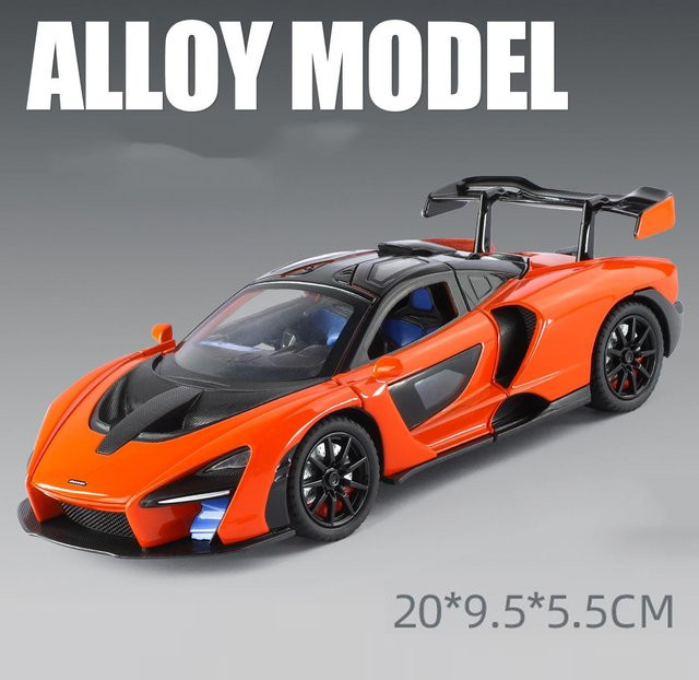 Linyi toy car Apollo Evo Senna Sportwagenmodell, 1:24, mit Licht und Sound, schwarz, ab 14 Jahren - Bild 1