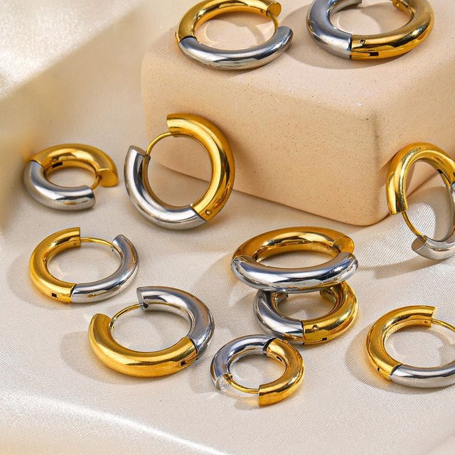 Huggies Ohrringe Edelstahl, Gold Silber, Damen - Bild 1