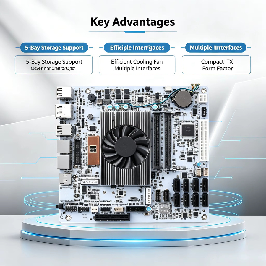 I5-8265U 8-Bay NAS-Motherboard mit 8 SATA-Ports, zwei M.2-Steckplätzen und DDR4-RAM Unterstützung für Heimspeicherserver - Bild 1
