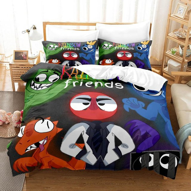 Regenbogenfreunde 3D Kinderbettwäsche Set mit Kissenbezug, buntes Tiermotiv, Mikrofaser, Breite: 140 cm, Höhe: 210 cm - Bild 1