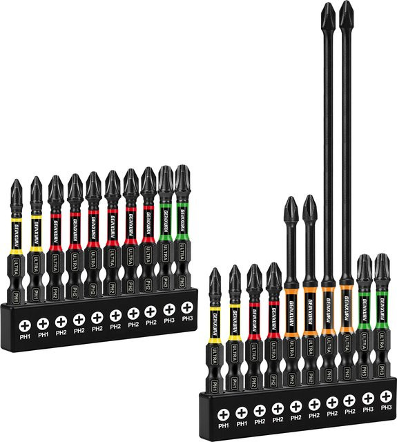 Geinxurn Impact Magnetisches Kreuzschlitz-Schraubendreher-Bit-Set mit Bithalter und Aufbewahrungsorganisator (PH1, PH2, PH3) - Bild 1