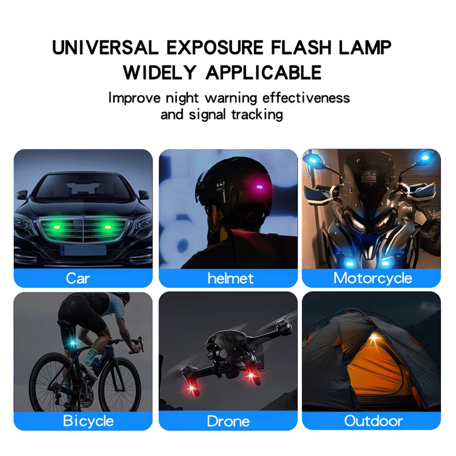 Modern Car kabellose LED-Blitzlichter in Schwarz mit 8 RGB-Farben, wiederaufladbare LED-Warnlichter zur Auto-Dekoration und als Antikollisions-Licht - Bild 4