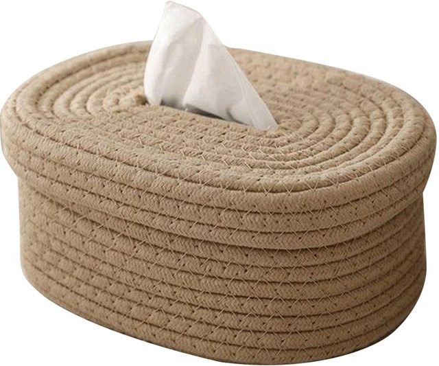 OutsideWorld Taschentuchboxhalter aus Naturfasern in Beige als Servietten- und Papieraufbewahrungshalter für Badezimmer und Esszimmer - Bild 1