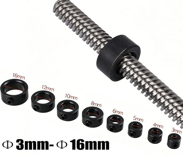 6 Stück Universal-Standard-Sperrkragen für T8 Gewindespindeln als Isoliersäule in Schwarz für 3D-Drucker und CNC-Maschinen - Bild 1