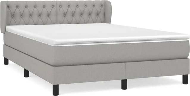 vidaXL Boxspringbett Hybrid mit Matratze und Taschenfederkern, Hellgrau, B/T/H: 140 x 200 cm - Bild 1