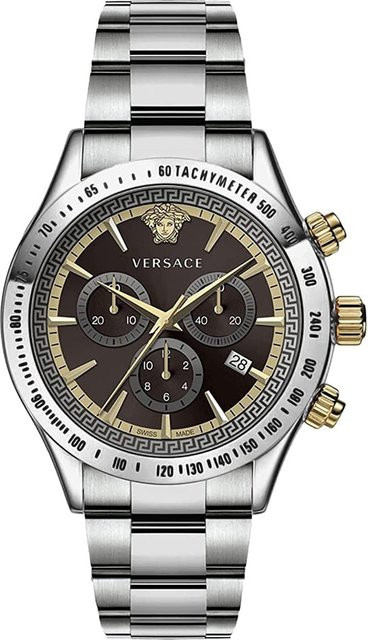 Versace Chronograph, Edelstahl, Quarz, 44 mm, Herren, Schwarz - Bild 1