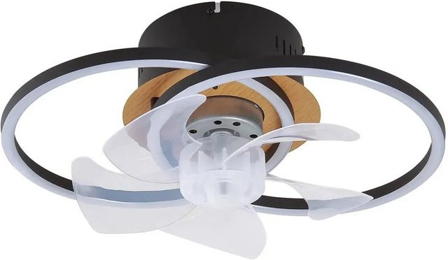 Lindby LED Deckenventilator Lomana in Schwarz mit Dimmbarer Leselampe und Fernbedienung aus Aluminium - Bild 1