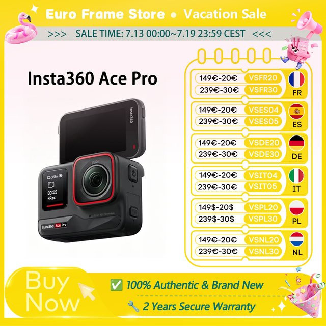 Insta360 Ace Pro Action-Kamera in Schwarz mit 1/1.3 Sensor, 8K HDR, voll drehbarem Touchscreen und Bluetooth - Bild 1