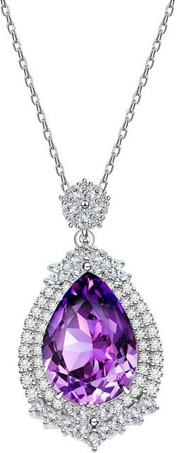 POMOiii Halskette 925 Silber, lila Diamant, Damen - Bild 1