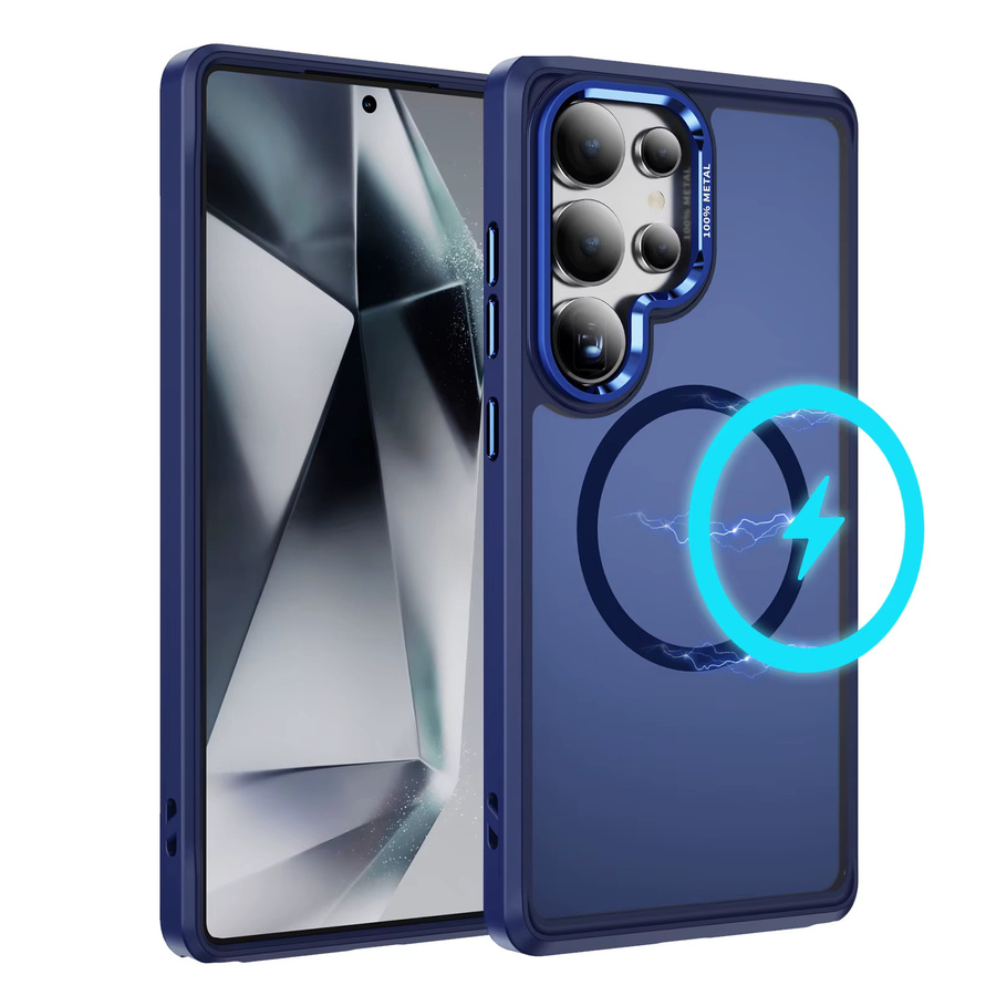 Magnetische Silikon Schutzhülle mit MagSafe Objektivring für Samsung S26 S25 S24 S23 Ultra Plus in Pink oder Blau - Bild 2