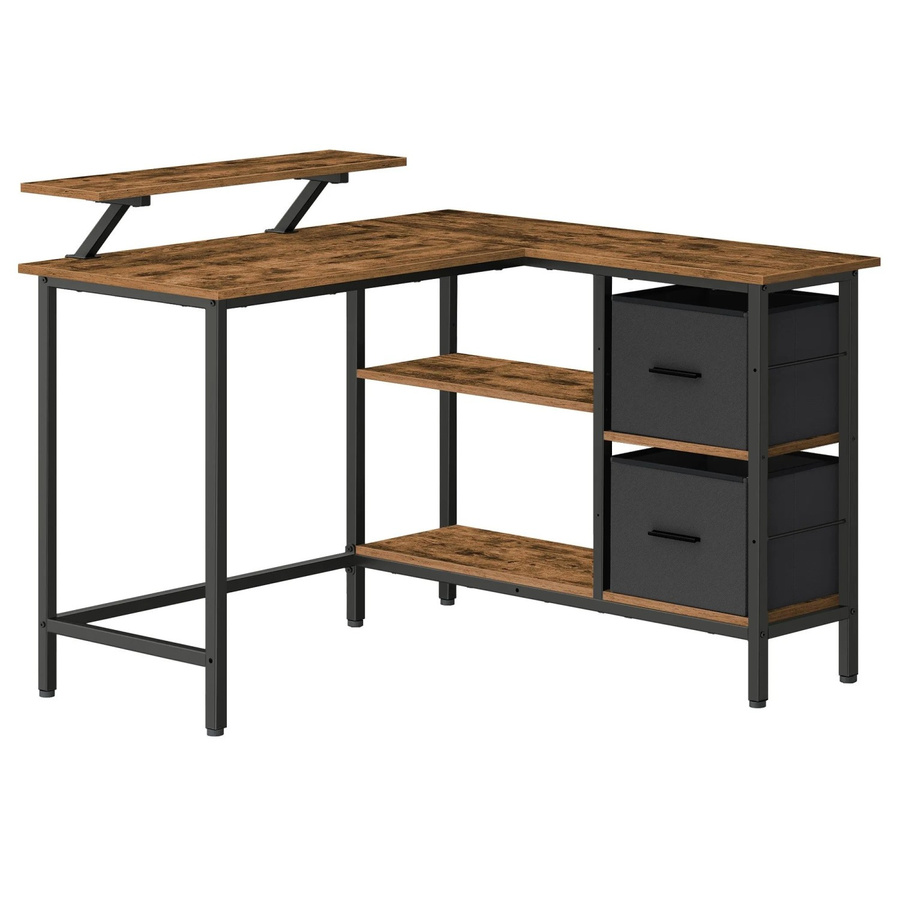 Vasagle Eckschreibtisch in L-Form mit verstellbarer Ablage, Farbe Braun/Schwarz, B/T/H: 115 x 105 x 89,5 cm - Bild 2