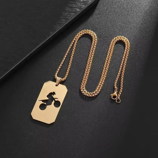 YIRAN Halskette mit Anhänger, Edelstahl, Gold, Unisex - Bild 1