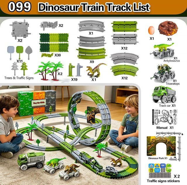Linyi toy car Elektrische Dinosaurier-Zugschienen-Autospielzeug, ab 6 Jahre - Bild 1