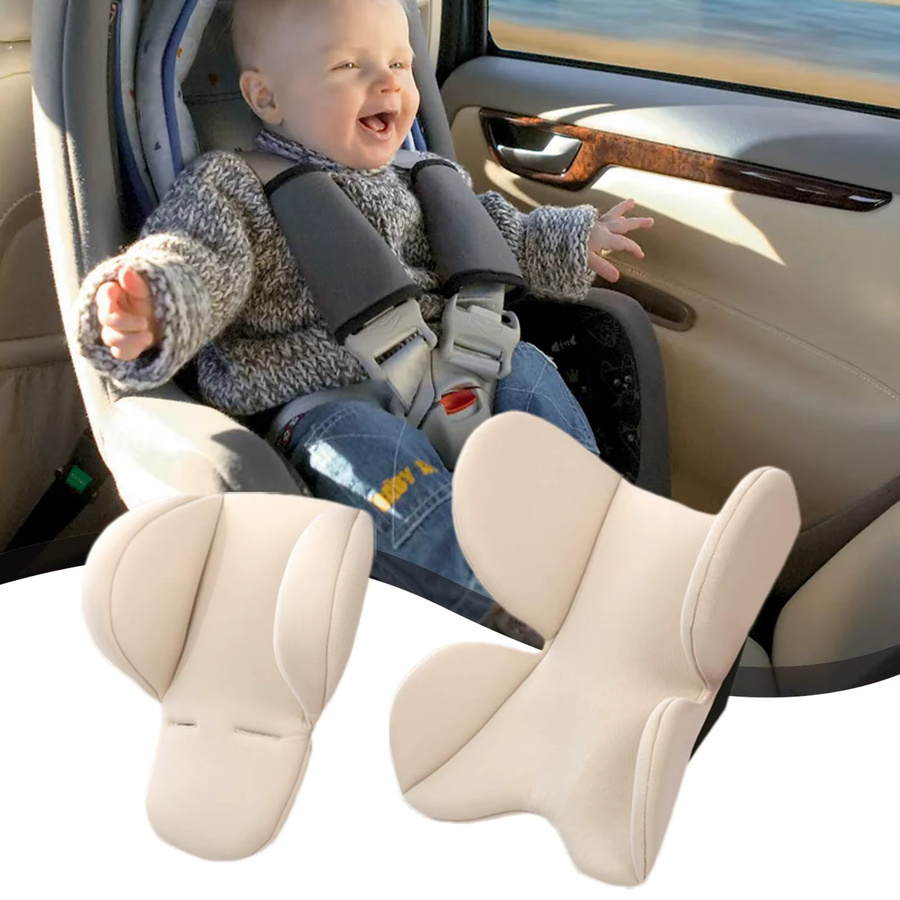 Baby Autositz Kopfstütze und Einsatz zur Unterstützung von Kopf und Nacken in Grau und Beige - Bild 2