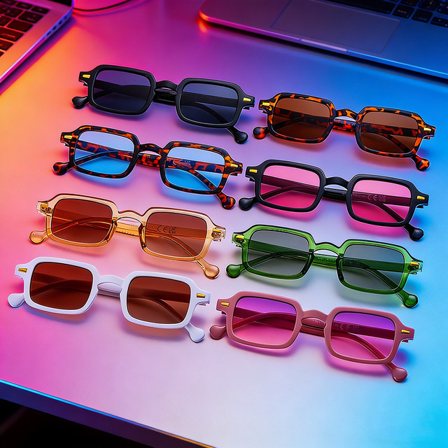 Sonnenbrille Rechteck, Vollrand, Kunststoff, Unisex, Schwarz - Bild 1