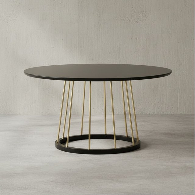 KADIMA DESIGN Couchtisch in Schwarz und Gold mit robuster Metallstruktur und MDF-Elementen, B/T/H: 80 x 42 x 80 cm - Bild 1