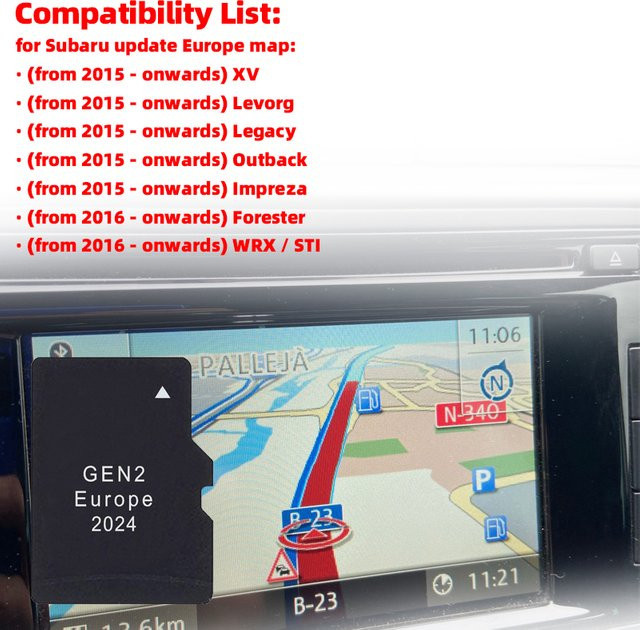Subaru GPS Navigationskarten Update TF-Karte P56YH03-E2024 für Outback, Impreza, Forester, WRX und STI Modelle 2024 GEN2 mit Karten für EU und Nordamerika in Schwarz - Bild 1