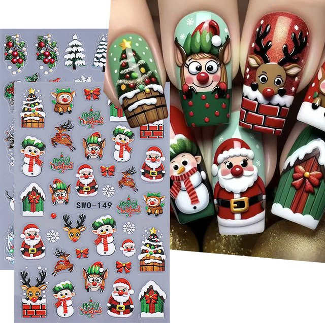 SWEET TREND Nagelaufkleber 3D Weihnachten, Glänzend, 2 Stück - Bild 1