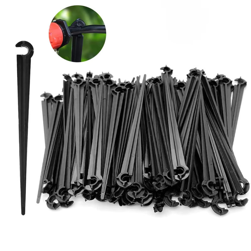 100 Stück C-Typ-Haken 1/4 Zoll mit festem Stiel als Stützhalter für 4/7 mm Schläuche zur Tropfbewässerung in Blumentöpfen und Gewächshäusern - Bild 6