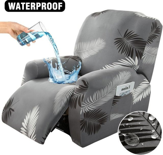4-teiliges Set dehnbare Sesselbezüge von Utmya Dom Textile in Grau, rutschfester Jacquard-Stoff mit elastischem Boden für Relaxsessel - Bild 1