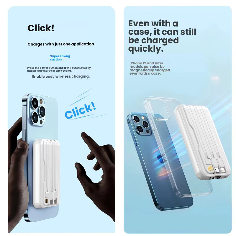 Taepiaai DX126 Magnetische Kabellose Auto-Powerbank in Weiß mit 10000mAh und bis zu 22,5W für Apple und Android Smartphones sowie Uhren - Bild 2