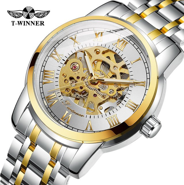 WINNER Armbanduhr, Automatik, Edelstahl, Gold, Herren, Leuchtzeiger - Bild 1