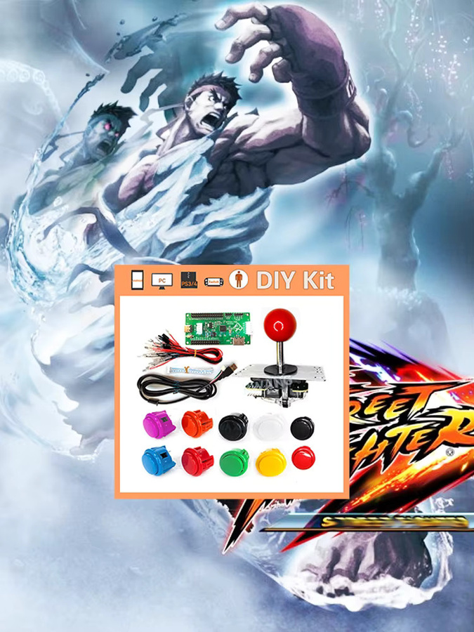 XINWA XINWANG USB Board Arcade Joystick DIY Kit in Rot für PC, Android, PS3, PS4 und Raspberry Pi Pico mit USB-C Anschluss - Bild 4