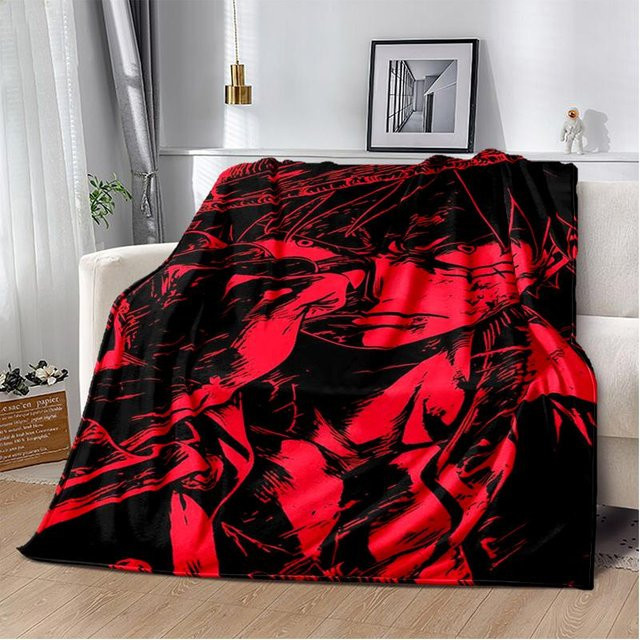 YangJOJO One Piece Anime Flanelldecke, weiche und warme Überwurfdecke in Rot, B/B: 75 x 90 cm - Bild 1