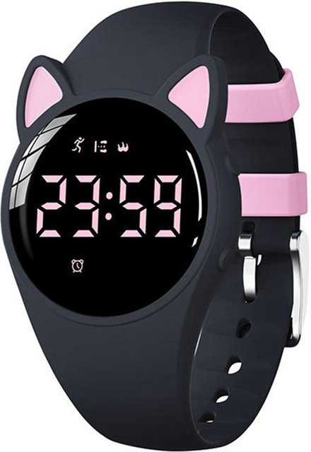 Wosawe Kinder Digital Sportuhr in Schwarz mit Silikonarmband, wasserdicht mit Alarm und Stoppuhr - Bild 1