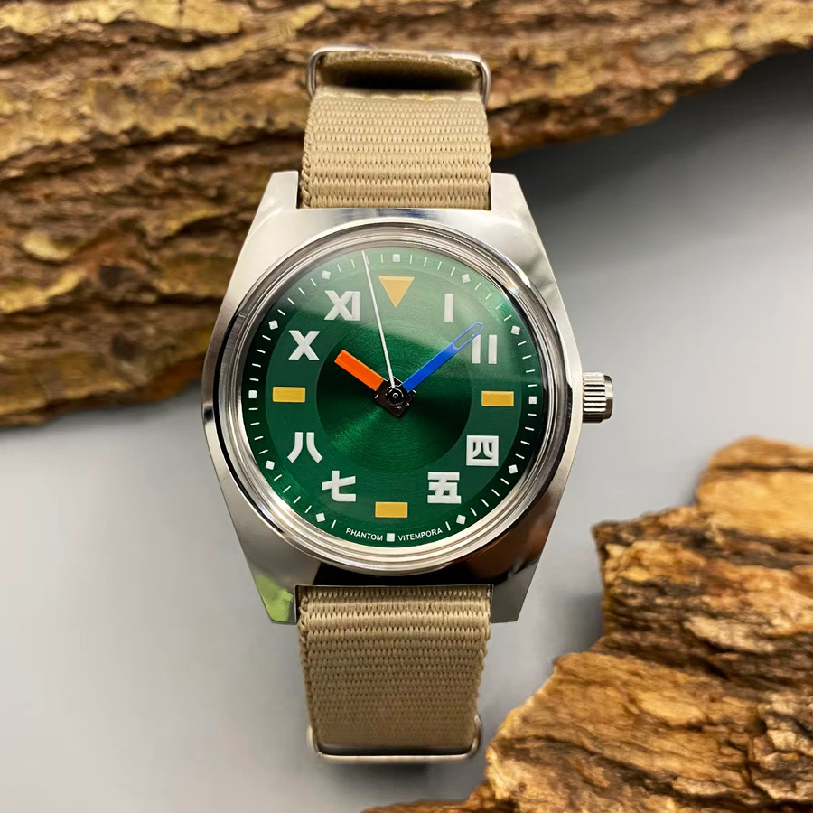 HEIMDALLR Armbanduhr, Handaufzug, Edelstahl, 36 mm, Herren, Grün - Bild 2