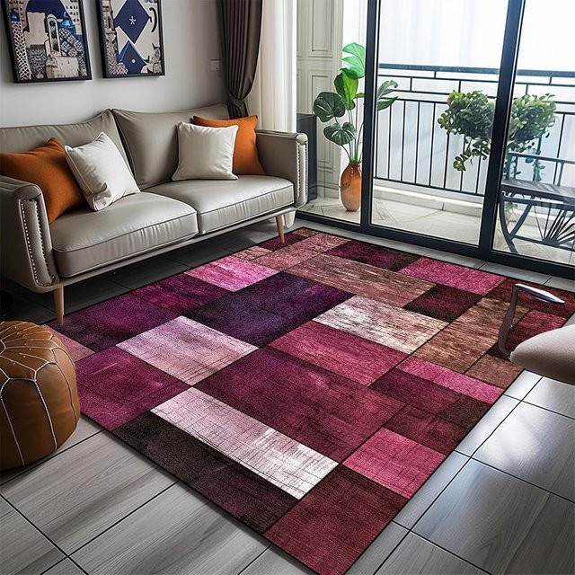 Moderner geometrischer Teppich von Wucifang Jewelry, waschbar und rutschfest, mehrfarbig, B: 100 cm, T: 160 cm - Bild 1
