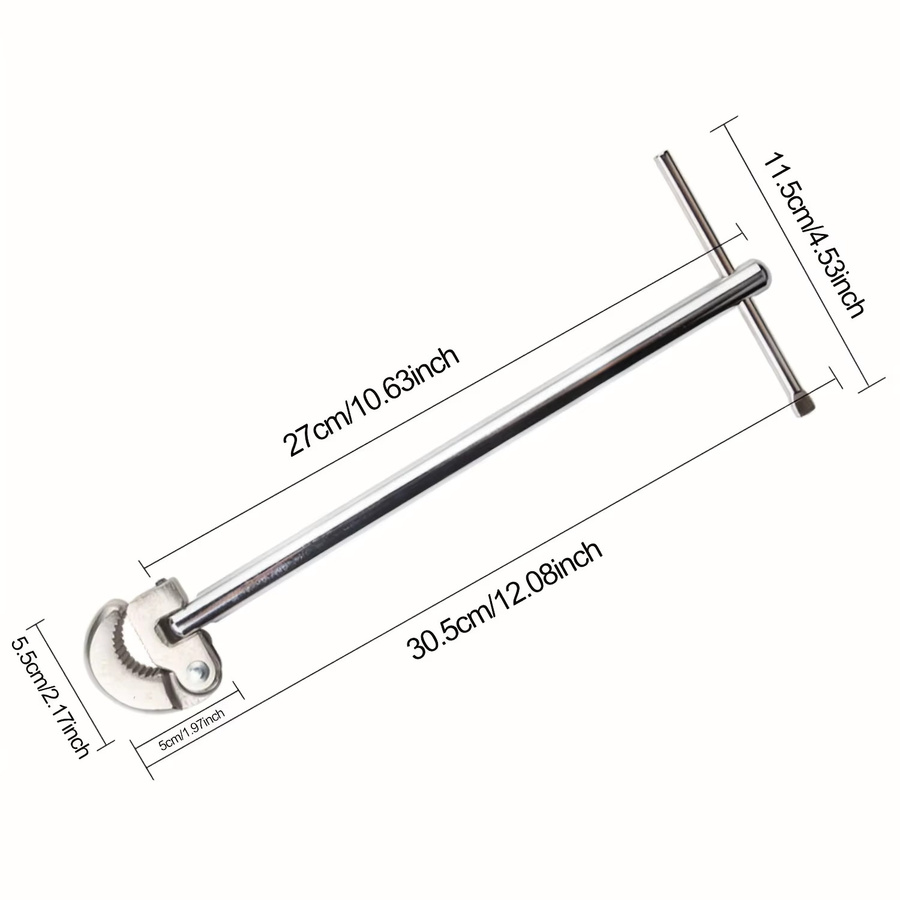 Multifunktionaler verstellbarer Waschbeckenschlüssel aus Metall in Silber für Wasserhähne, Badezimmerrohre und Abflussinstallationen - Bild 4
