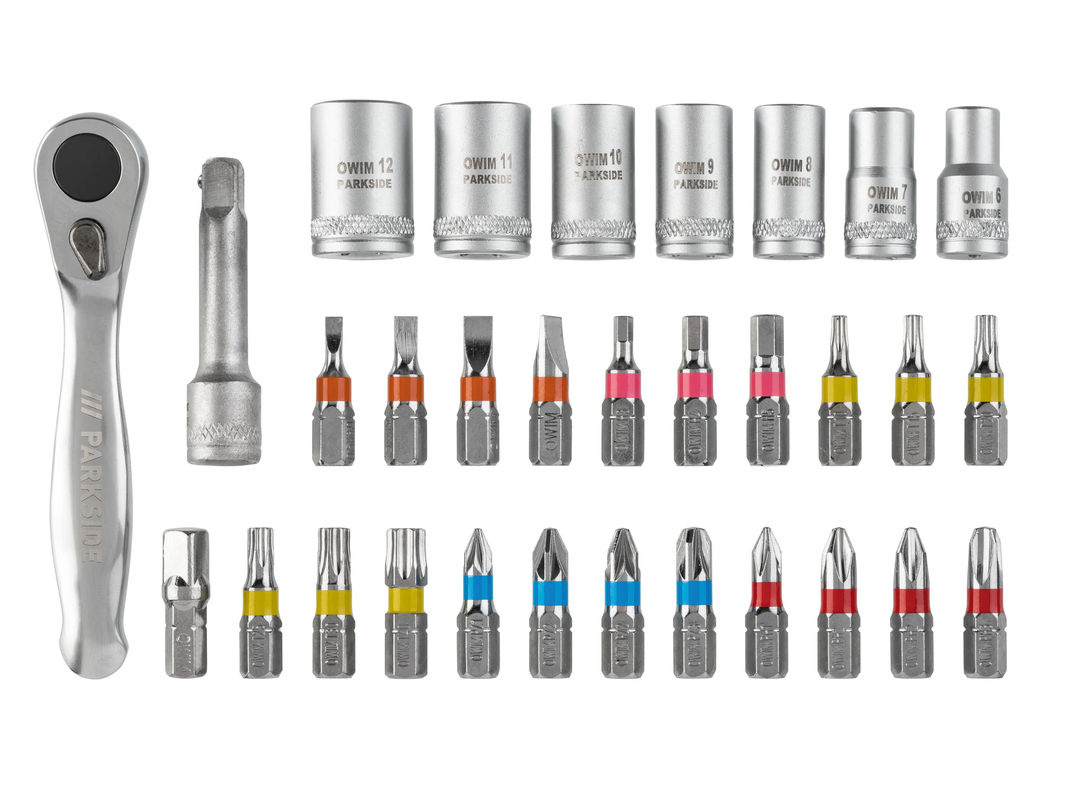 Parkside Ratschen-Bit- und Steckschlüssel-Set, 31-teilig, 1/4 Zoll, aus Stahl - Bild 2