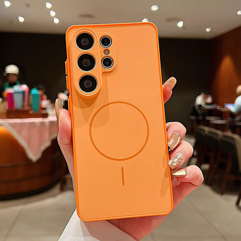 Magnetische Hartschalen-Handyhülle von MOESOE für Samsung Galaxy S26 S25 S24 S23 S22 Ultra Plus S25 Edge S24 FE A56 A37 A17 A55 A26 5G A36 A35 in Orange - Bild 4