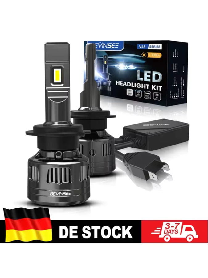 BEVINSEE LED Auto-Scheinwerferlampen und Nebelscheinwerfer Set mit 120W und 22000LM, 6000K Superhell, CANBUS kompatibel, passend für H7 H4 H1 9012 HIR2 H11 H8 H9 9005 HB3 9006 HB4 - Bild 4