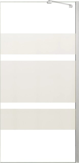 AICA Walk In Duschwand aus ESG-Glas, teilsatiniert, Farbe: Silber/Transparent, B: 110 cm, H: 190 cm, inklusive 30 cm Diagonal Wandhalterung Stabilisator - Bild 1