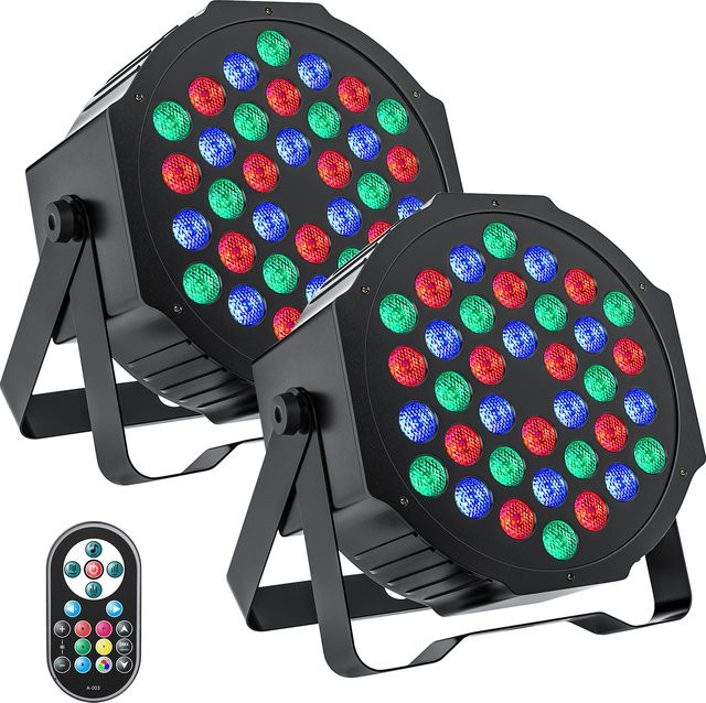 U'King 2er-Set RGB DMX LED Party-Beleuchtung mit 36 LEDs für DJ, Disco und Hochzeit in Schwarz - Bild 1