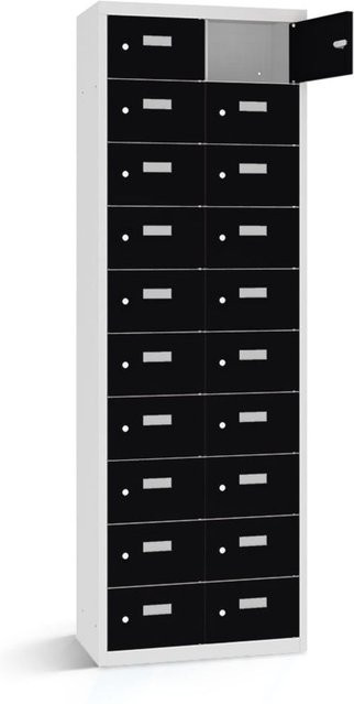 rotstahl Wertfachschrank mit 20 Fächern in Schwarz und lichtgrauem Korpus, B/T/H: 80 x 30 x 180 cm - Bild 1