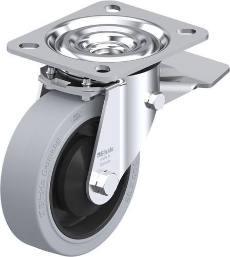Blickle Lenkrolle L-POEV 100KA-ST-SG mit Feststeller in Schwarz-Grau, Rad-Durchmesser: 100 mm, Tragfähigkeit: 200 kg - Bild 1